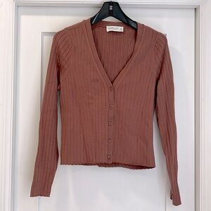 Abercrombie & fitch luxeloft slim cardigan size M terracotta brown